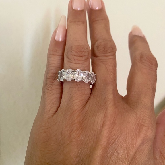 Oval Cubic Zirconia Eternity Ring - Picture 14 of 15